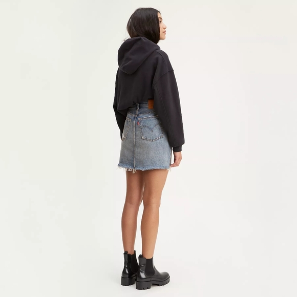 Levi's High Rise Deconstructed Button Fly Denim Skirt - Picture 3 of 14